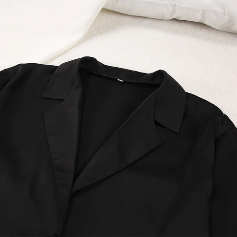 Sexy Single-Breasted Low Cut Long Sleeve Suit Wide Leg Pant Oversized Set CODE: KAR2346