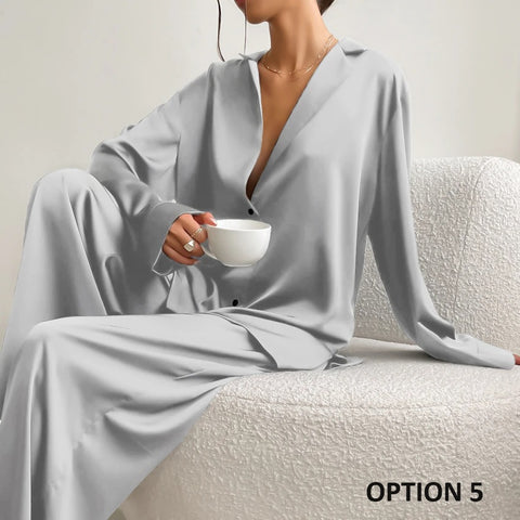 Sexy Single-Breasted Low Cut Long Sleeve Suit Wide Leg Pant Oversized Set CODE: KAR2346