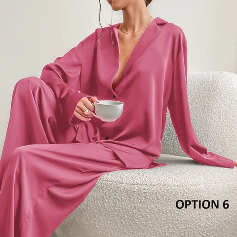 Sexy Single-Breasted Low Cut Long Sleeve Suit Wide Leg Pant Oversized Set CODE: KAR2346