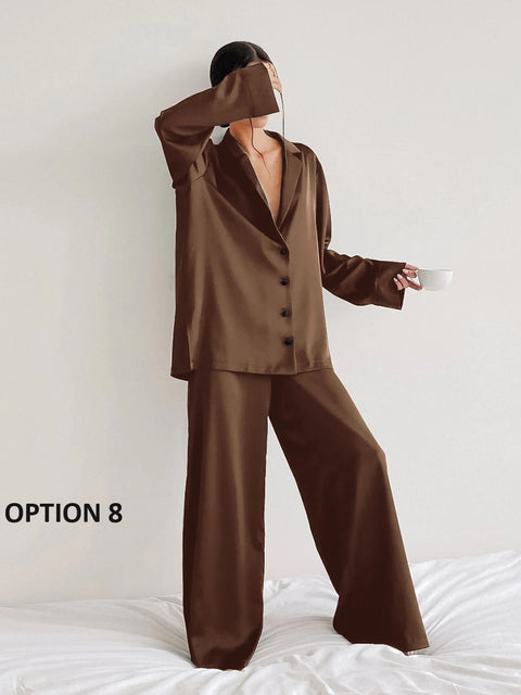 Sexy Single-Breasted Low Cut Long Sleeve Suit Wide Leg Pant Oversized Set CODE: KAR2346