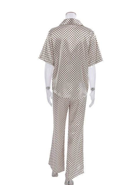 New Casual Fashion Print Loose Short Sleeve Shirt Trouser 2 Piece Set CODE: KAR2349