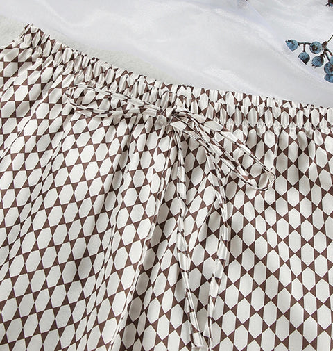 New Casual Fashion Print Loose Short Sleeve Shirt Trouser 2 Piece Set CODE: KAR2349