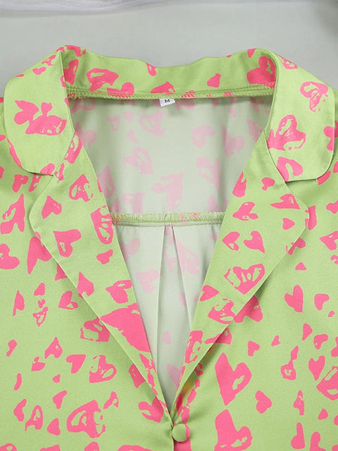 Summer Fashion Print Casual Loose Long Sleeve Suits  Trouser 2 Piece Set CODE: KAR2350