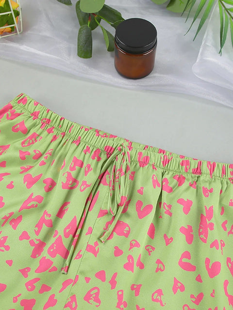 Summer Fashion Print Casual Loose Long Sleeve Suits  Trouser 2 Piece Set CODE: KAR2350