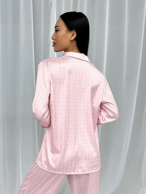 New Winter Printing Causal Long Sleeve Turn-Down Collar Shirt Pant 2 Piece Set CODE: KAR2351