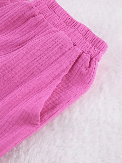 New Pocket Long Sleeve Lapel Single-Breasted Shirt High Waist Loose Pant Set CODE: KAR2352