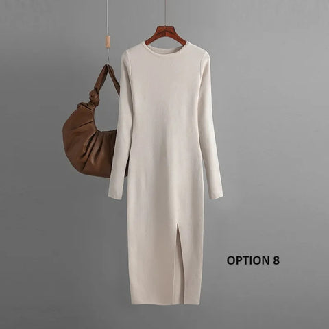 Autumn Winter New Slim Fit Knitted Long Sleeve Tight Hip Dress CODE: KAR2356