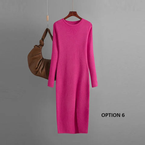 Autumn Winter New Slim Fit Knitted Long Sleeve Tight Hip Dress CODE: KAR2356