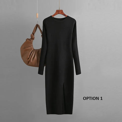 Autumn Winter New Slim Fit Knitted Long Sleeve Tight Hip Dress CODE: KAR2356