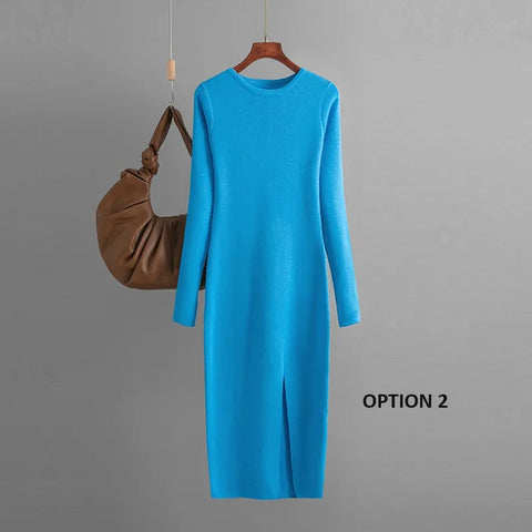 Autumn Winter New Slim Fit Knitted Long Sleeve Tight Hip Dress CODE: KAR2356
