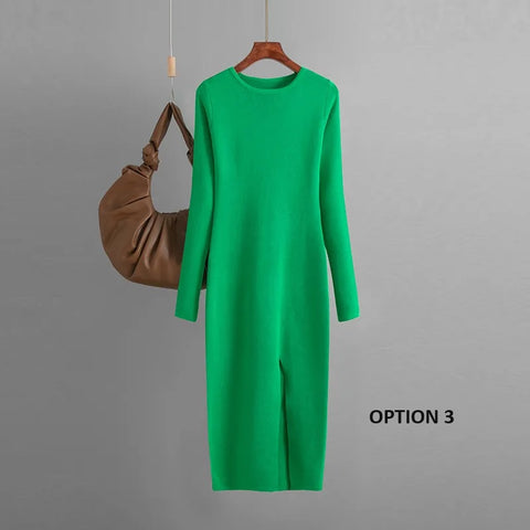 Autumn Winter New Slim Fit Knitted Long Sleeve Tight Hip Dress CODE: KAR2356