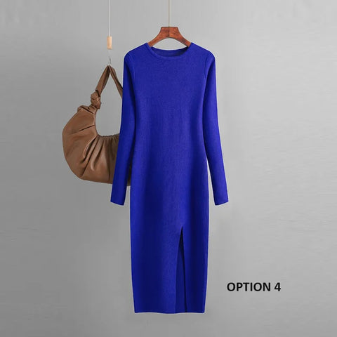 Autumn Winter New Slim Fit Knitted Long Sleeve Tight Hip Dress CODE: KAR2356