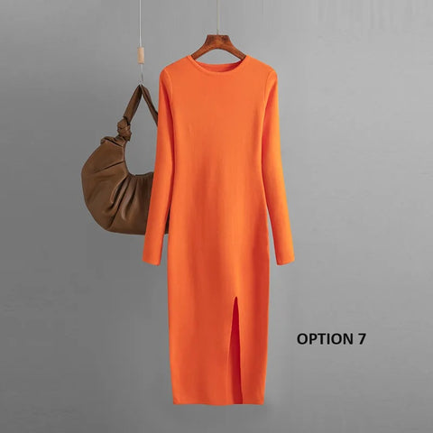 Autumn Winter New Slim Fit Knitted Long Sleeve Tight Hip Dress CODE: KAR2356