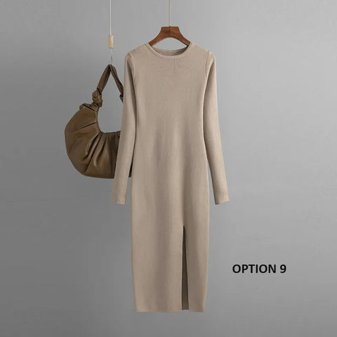 Autumn Winter New Slim Fit Knitted Long Sleeve Tight Hip Dress CODE: KAR2356