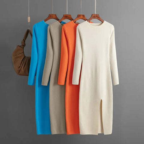 Autumn Winter New Slim Fit Knitted Long Sleeve Tight Hip Dress CODE: KAR2356
