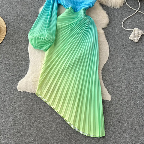 New Elegant Sexy Skew Collar One Shoulder Irregular Pleated Dress CODE: KAR2362