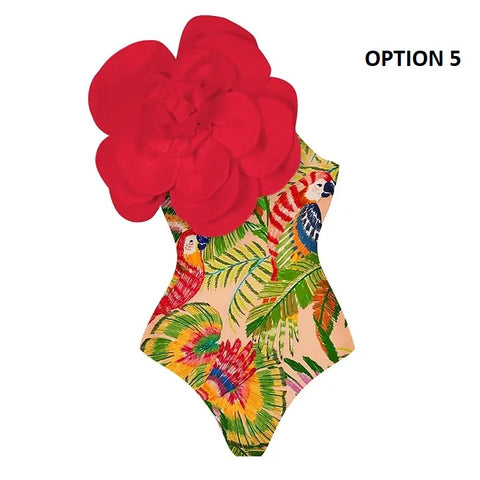 Simple Fashionable and Elegant Cluster Decoration on The Shoulder Swimsuit CODE: KAR2364