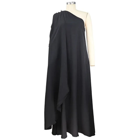 Summer Fashion Elegant One Shoulder Skew Collar Backless Irregular Loose Slit Maxi Dress CODE: KAR2368