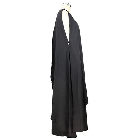 Summer Fashion Elegant One Shoulder Skew Collar Backless Irregular Loose Slit Maxi Dress CODE: KAR2368