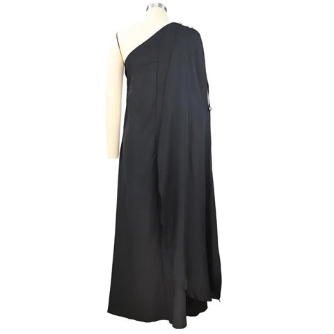 Summer Fashion Elegant One Shoulder Skew Collar Backless Irregular Loose Slit Maxi Dress CODE: KAR2368