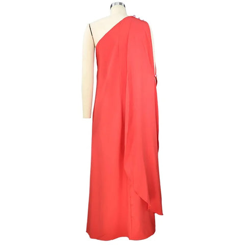 Summer Fashion Elegant One Shoulder Skew Collar Backless Irregular Loose Slit Maxi Dress CODE: KAR2368