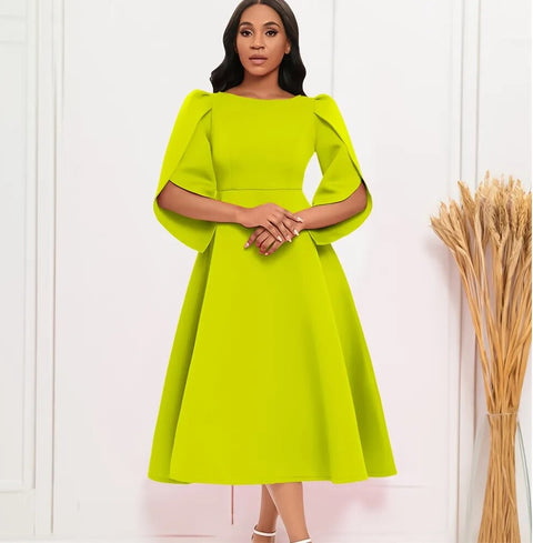 Summer High Waist Petal Sleeve A-line Long Dress CODE: KAR2369