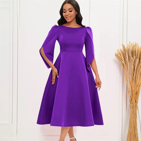 Summer High Waist Petal Sleeve A-line Long Dress CODE: KAR2369