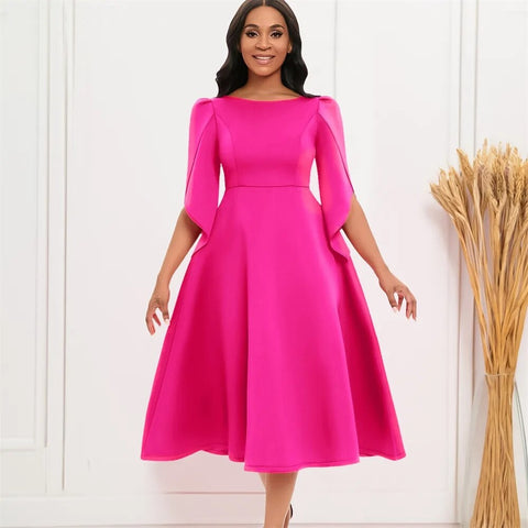Summer High Waist Petal Sleeve A-line Long Dress CODE: KAR2369