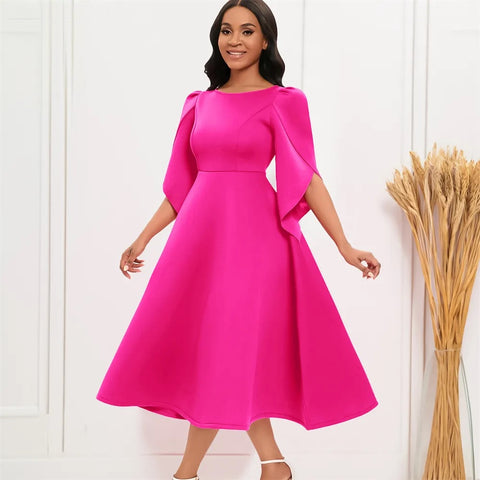Summer High Waist Petal Sleeve A-line Long Dress CODE: KAR2369