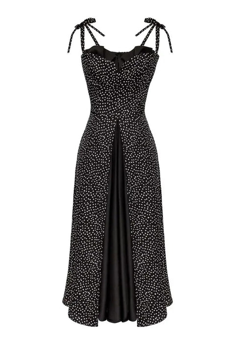 Sexy Elegant Backless Side Split High Waist Round Dot Spaghetti Straps Slim Dress CODE: KAR2372