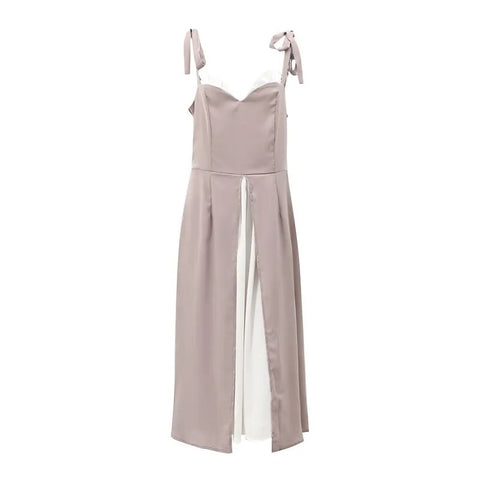 Sexy Elegant Backless Side Split High Waist Round Dot Spaghetti Straps Slim Dress CODE: KAR2372