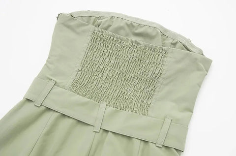 Sexy Fashion Straight Neck Side Patch Pockets With Belt Strapless Cargo Jumpsuit CODE: KAR2379
