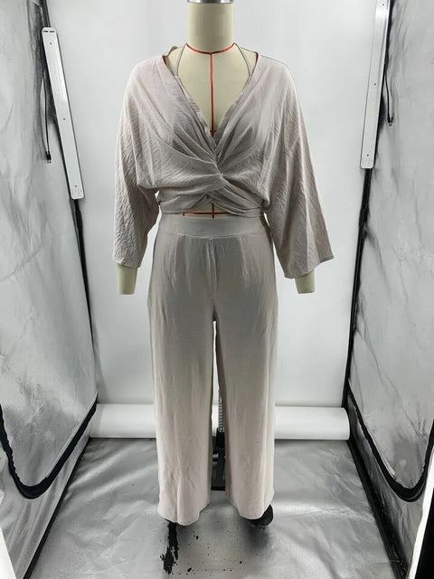 Summer Elegant Sexy Casual Kaftan Leisure Top And Pant Two Piece Set CODE: KAR2381