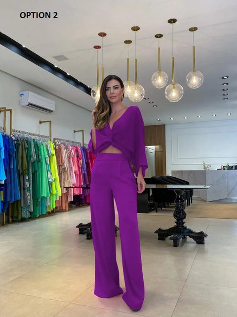 Summer Elegant Sexy Casual Kaftan Leisure Top And Pant Two Piece Set CODE: KAR2381