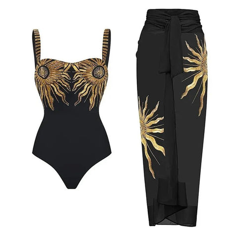 Summer New Paillettes Embellished Floral Print Swimwear CODE: KAR2391