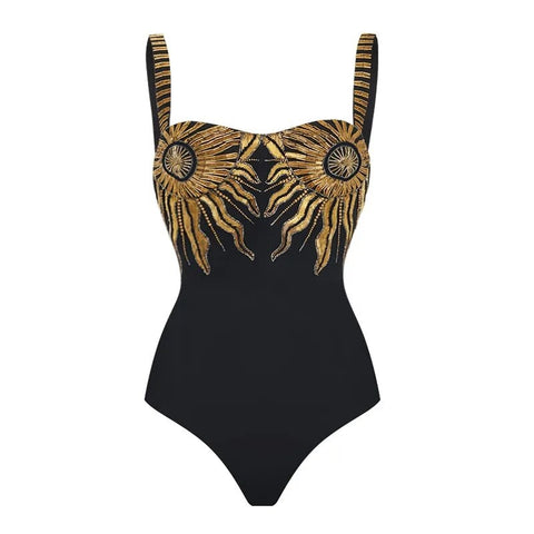 Summer New Paillettes Embellished Floral Print Swimwear CODE: KAR2391
