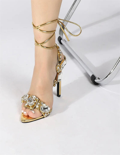 Diamond Pointed Toe High Heel Sandal SIZE: 41 CODE: READY1339
