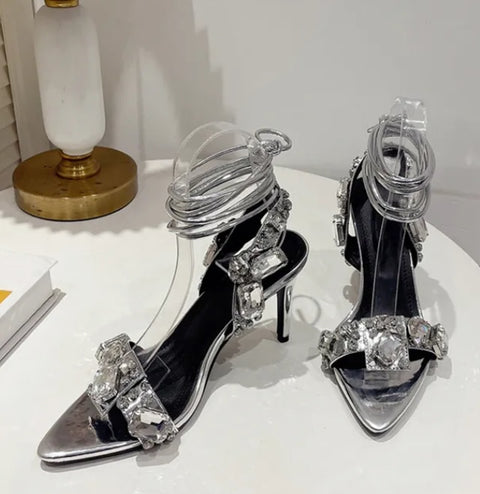 Diamond Pointed Toe High Heel Sandal SIZE CODE: READY1512