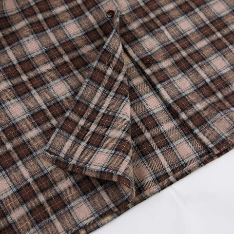 New Autumn Shacket Oversized Long Plaid Shirt CODE: KAR2394