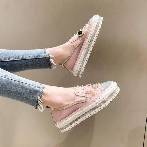 Luxury Fashion Casual Rhinestone Bling Sewing Platform Shoe CODE: KAR2395