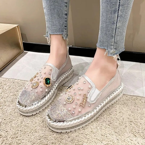 Luxury Fashion Casual Rhinestone Bling Sewing Platform Shoe CODE: KAR2395