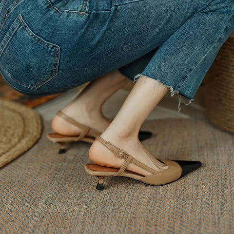 New Summer Elegant Slingback Pointed Toe Mid Heel Sandal CODE: KAR2406