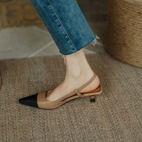 New Summer Elegant Slingback Pointed Toe Mid Heel Sandal CODE: KAR2406