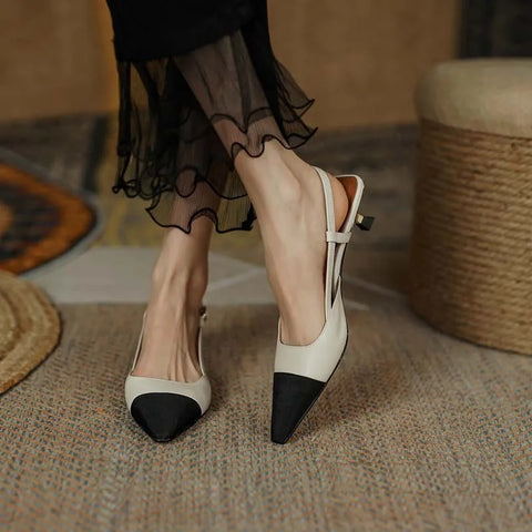 New Summer Elegant Slingback Pointed Toe Mid Heel Sandal CODE: KAR2406