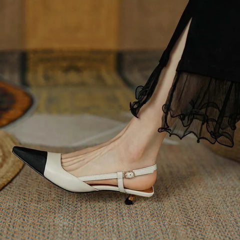 New Summer Elegant Slingback Pointed Toe Mid Heel Sandal CODE: KAR2406