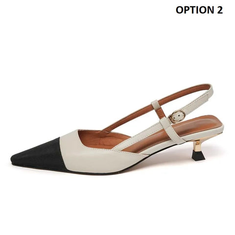New Summer Elegant Slingback Pointed Toe Mid Heel Sandal CODE: KAR2406