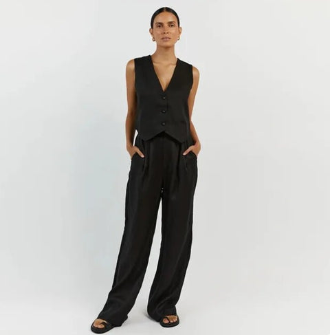 Summer Fashion Sleeveless Tank Top And High Waist Wide Pant Two Piece Set CODE: KAR2408