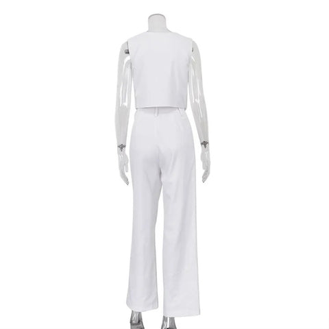 Summer Fashion Sleeveless Tank Top And High Waist Wide Pant Two Piece Set CODE: KAR2408