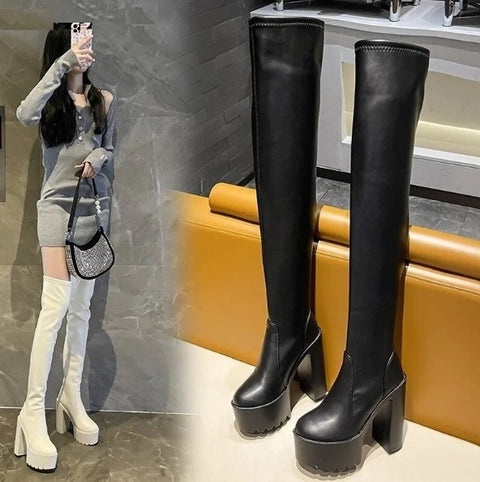 Sexy Elegant Thick High Heel Long Thigh High Boot CODE: KAR2411