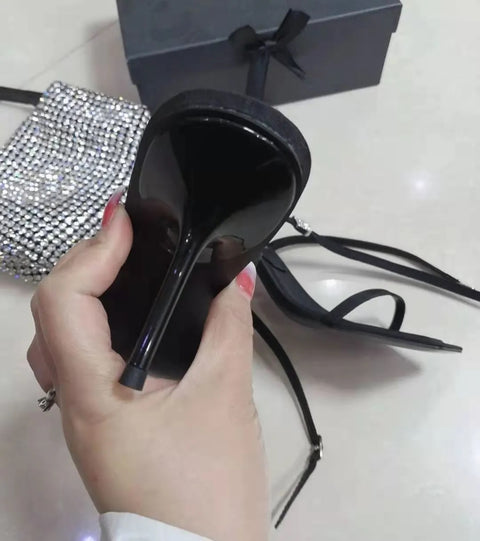 New Sexy Square Toe Crystal Letters Decorative High Heel CODE: KAR2414